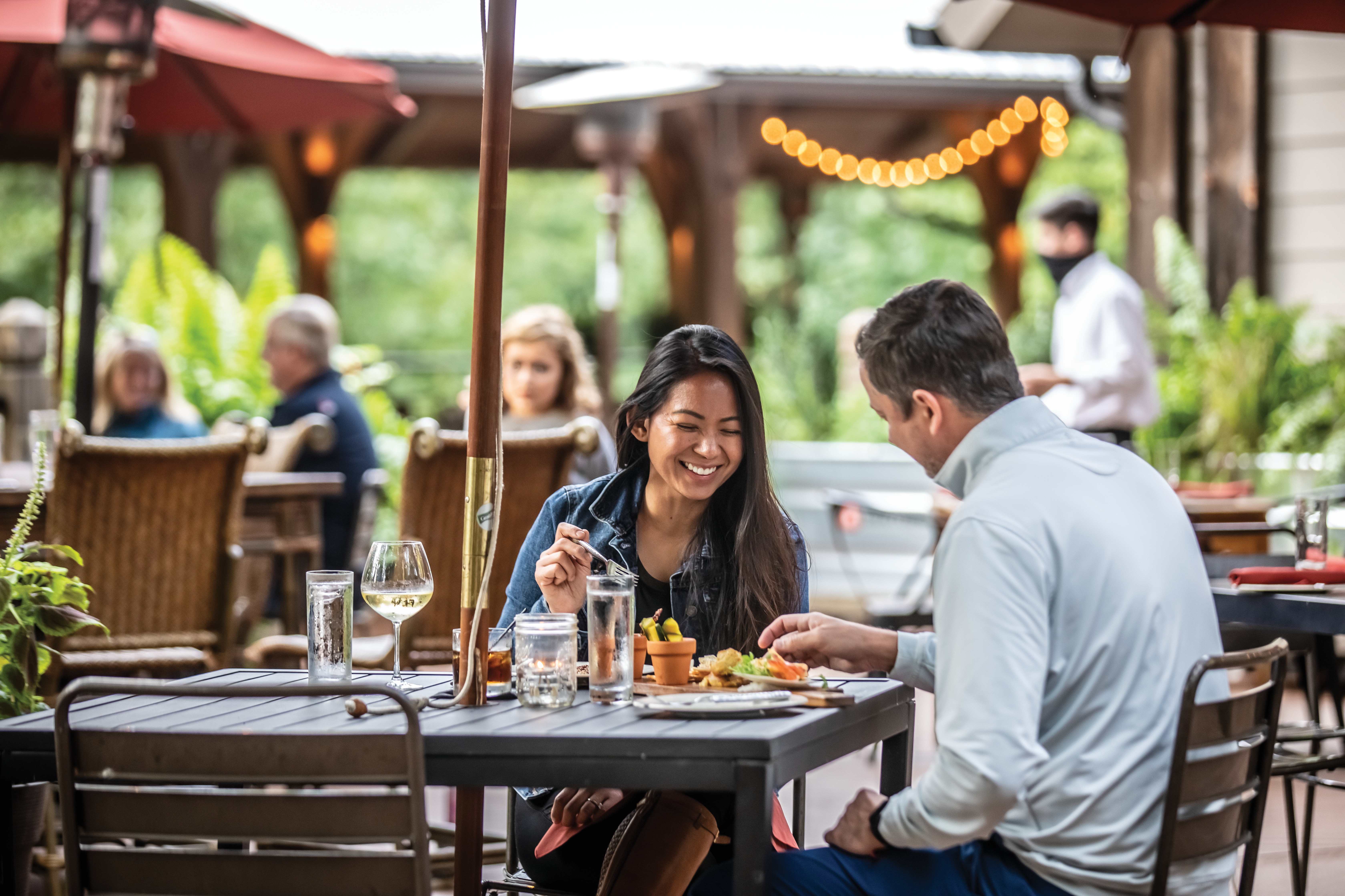 Outdoor dining at Dancing Bear Appalachian Bistro in Tennessee