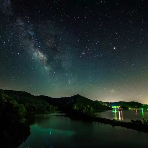 Milky Way over Center Hill Lake in Edgar Evins State Park, TN