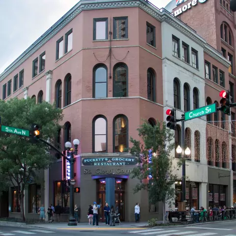 Puckett's is on the corner of 5th and Church Street in Downtown Nashville!